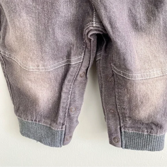 Grey Denim Overalls Dog Print - Picture 4 of 5